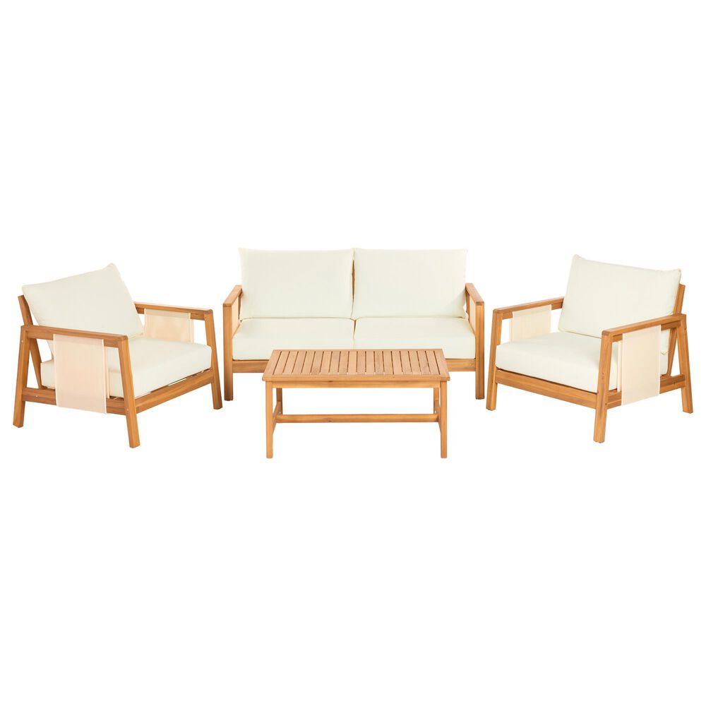 HOMLUX 4-Pieces Outdoor Conversation Set in Beige and Brown, , large