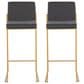 Lumisource Fuji High Back Barstool with Charcoal Fabric in Gold (Set of 2), , large