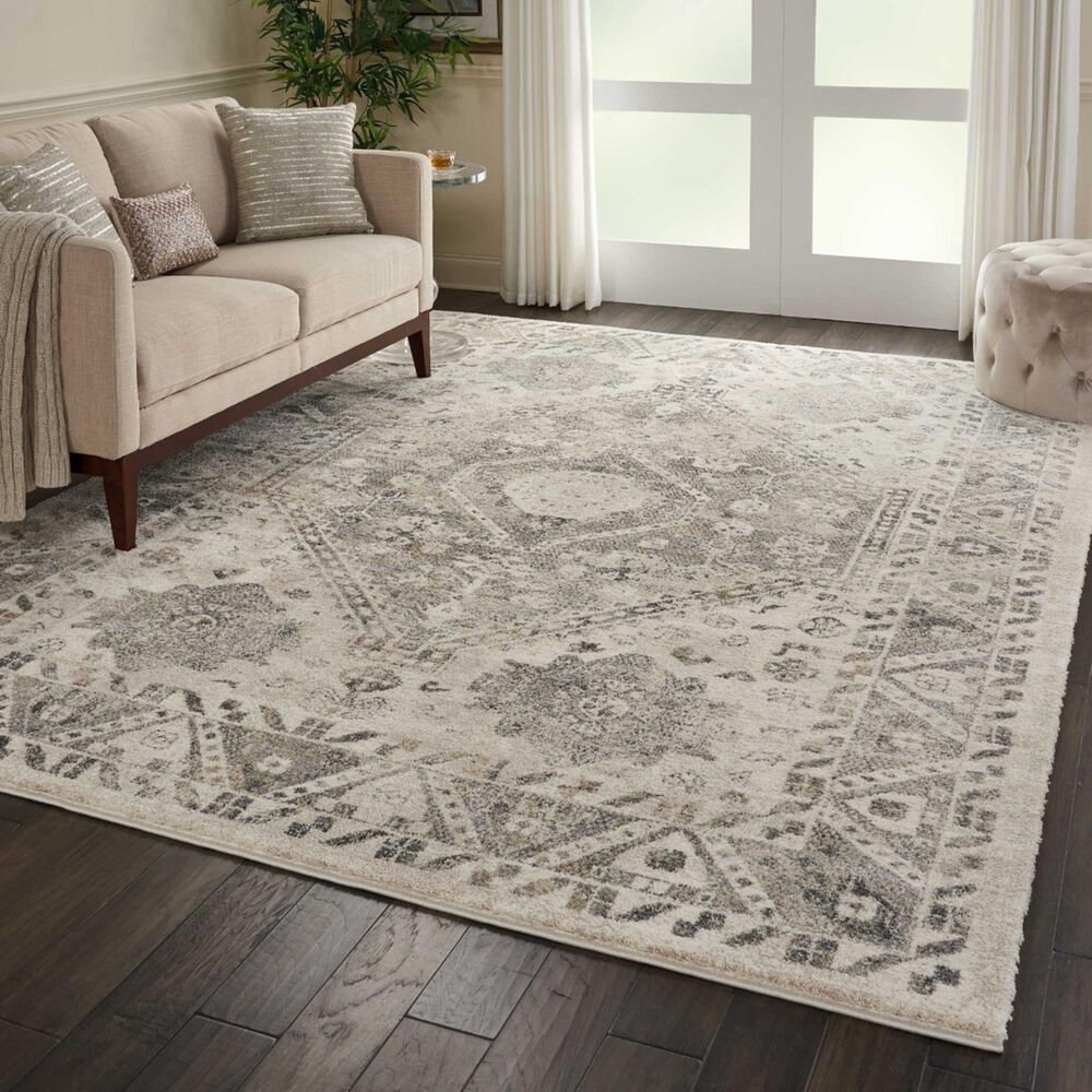 Nourison Fusion FSS11 9&#39;6&quot; x 13&#39; Cream and Gray Area Rug, , large