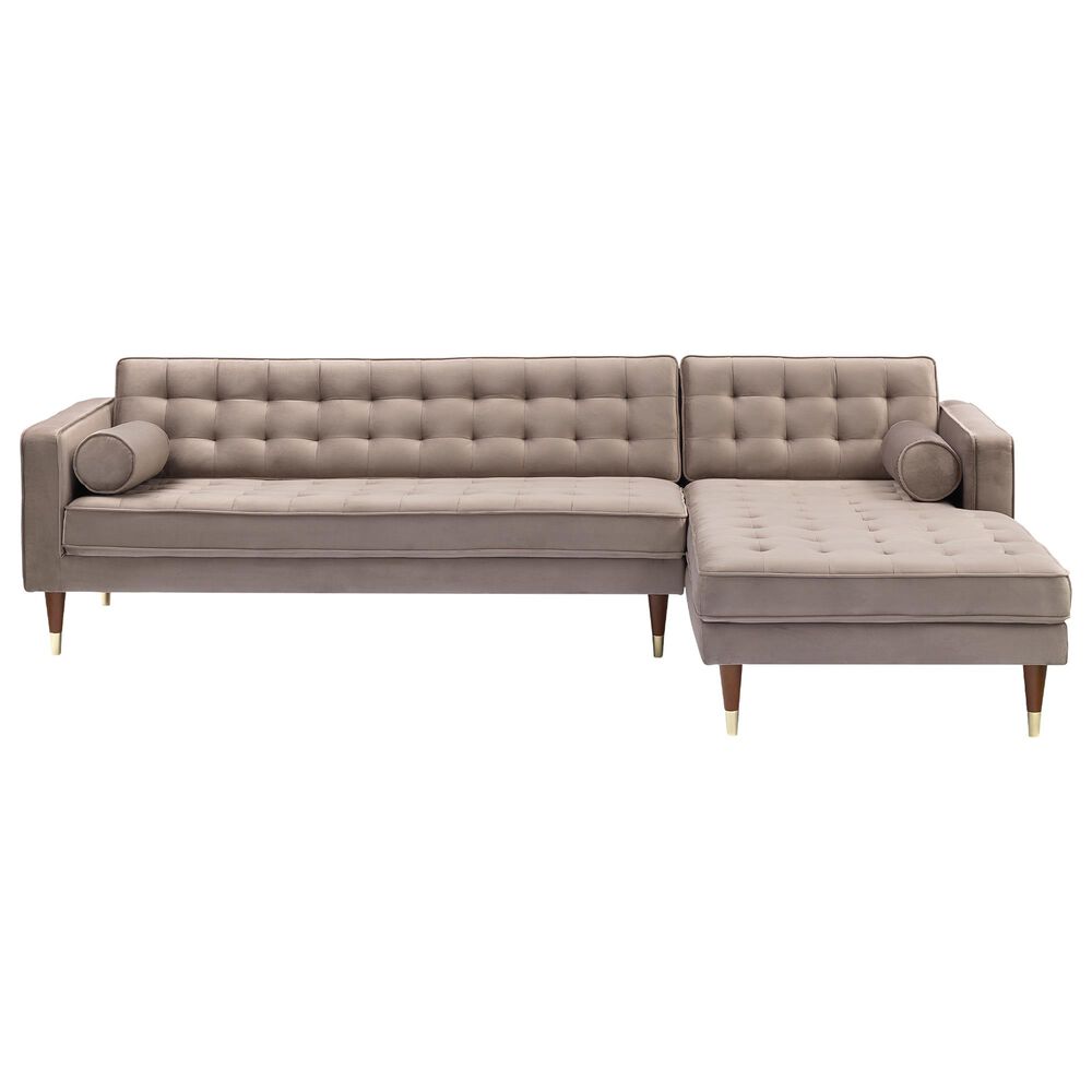 Blue River Somerset Right Sectional Sofa in Taupe Velvet and Gold, , large