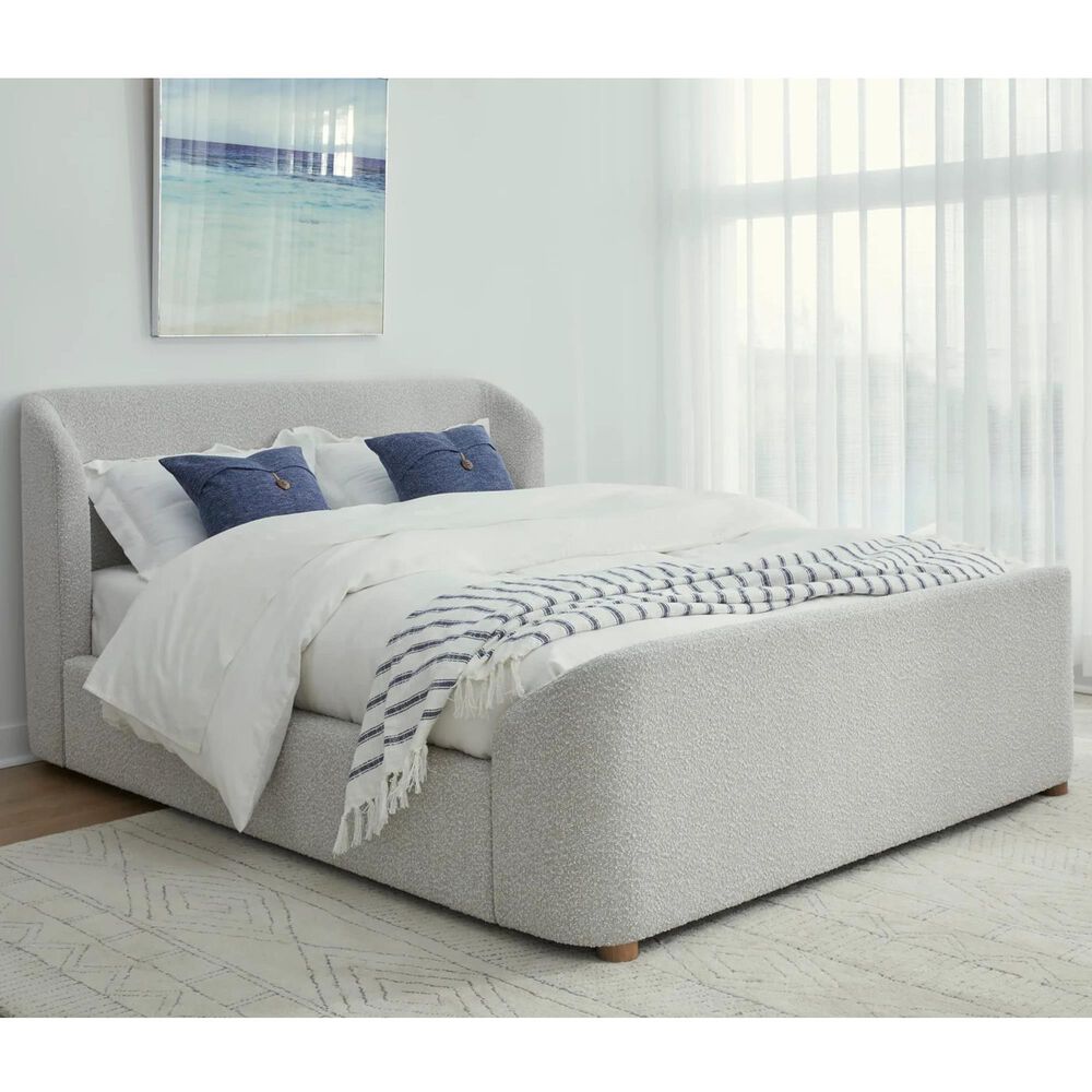 Urban Home Kiki Queen Upholstered Platform Bed in Cotton Ball Boucle, , large