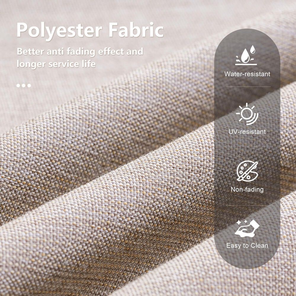 HOMLUX 3-Piece 72" Patio Sofa and Ottoman Set with Brown Wicker in Beige, , large