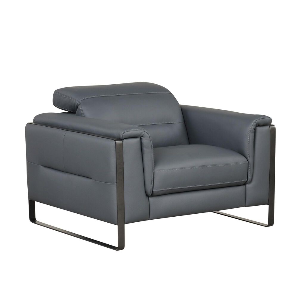 Nicoletti Calia Sofas Eminence Leather Accent Chair in Blu, , large