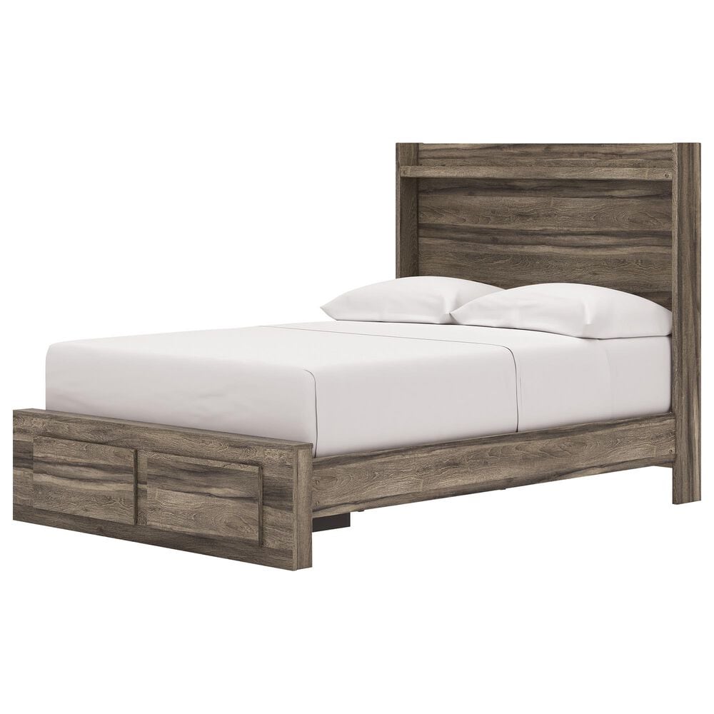 Ashley Elbrim Full Bed with Footboard Storage in Weathered Brown, , large