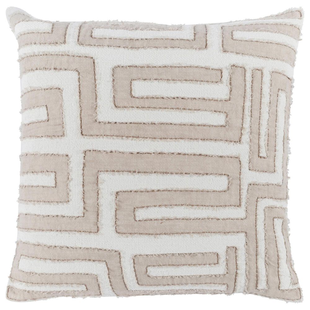Classic Home Mateo 22" Square Throw Pillow in Natural and Ivory, , large