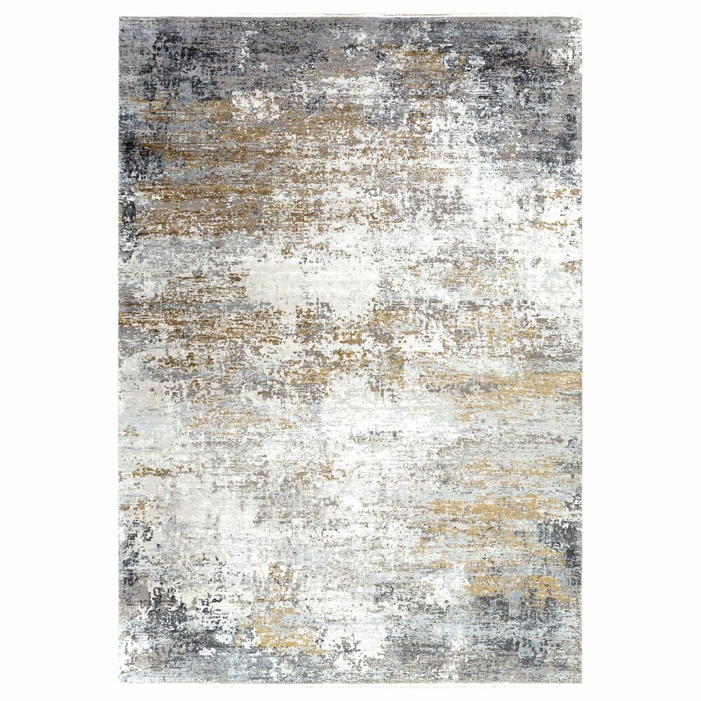 Surya Solar 7"6" x 11"2" Charcoal, Gray, Saffron and White Area Rug, , large