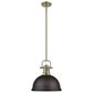 Golden Lighting Duncan 1-Light Pendant with Rod and Rubbed Bronze Shade in Aged Brass, , large