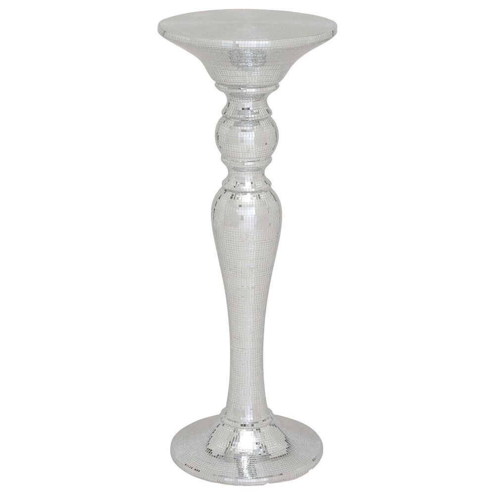 Maple and Jade Glam Round Pedestal Table in Silver, , large