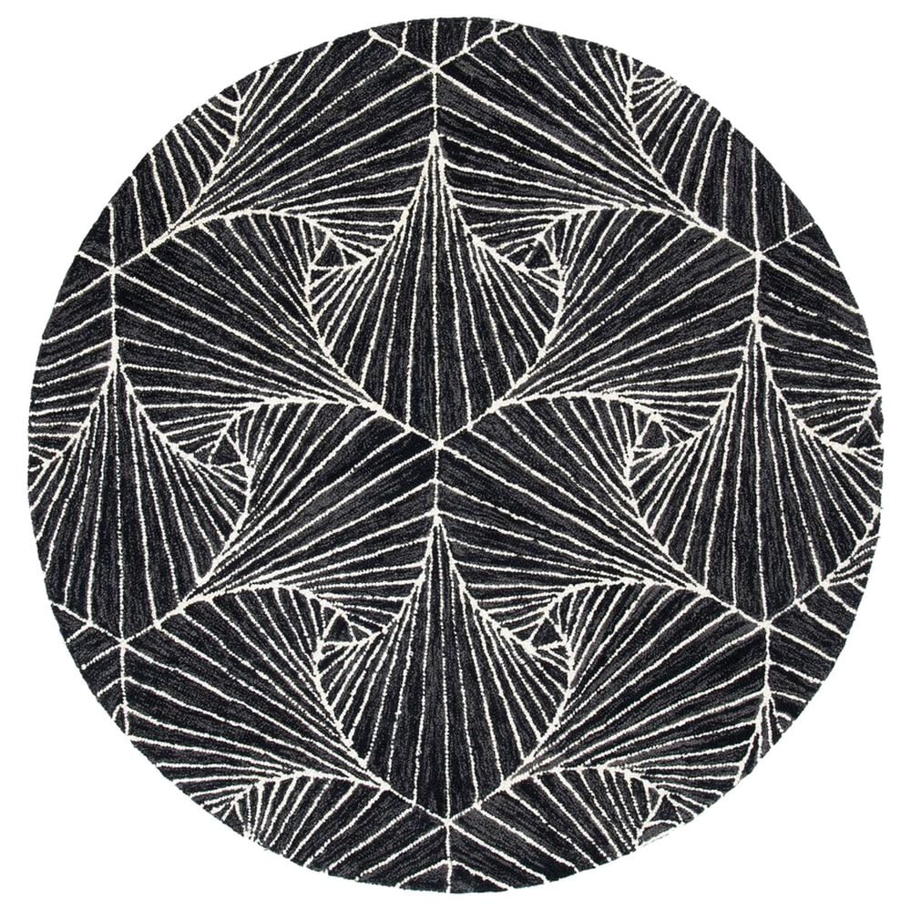 Safavieh Micro-Loop MLP174H 5" Round Charcoal and Ivory Area Rug, , large