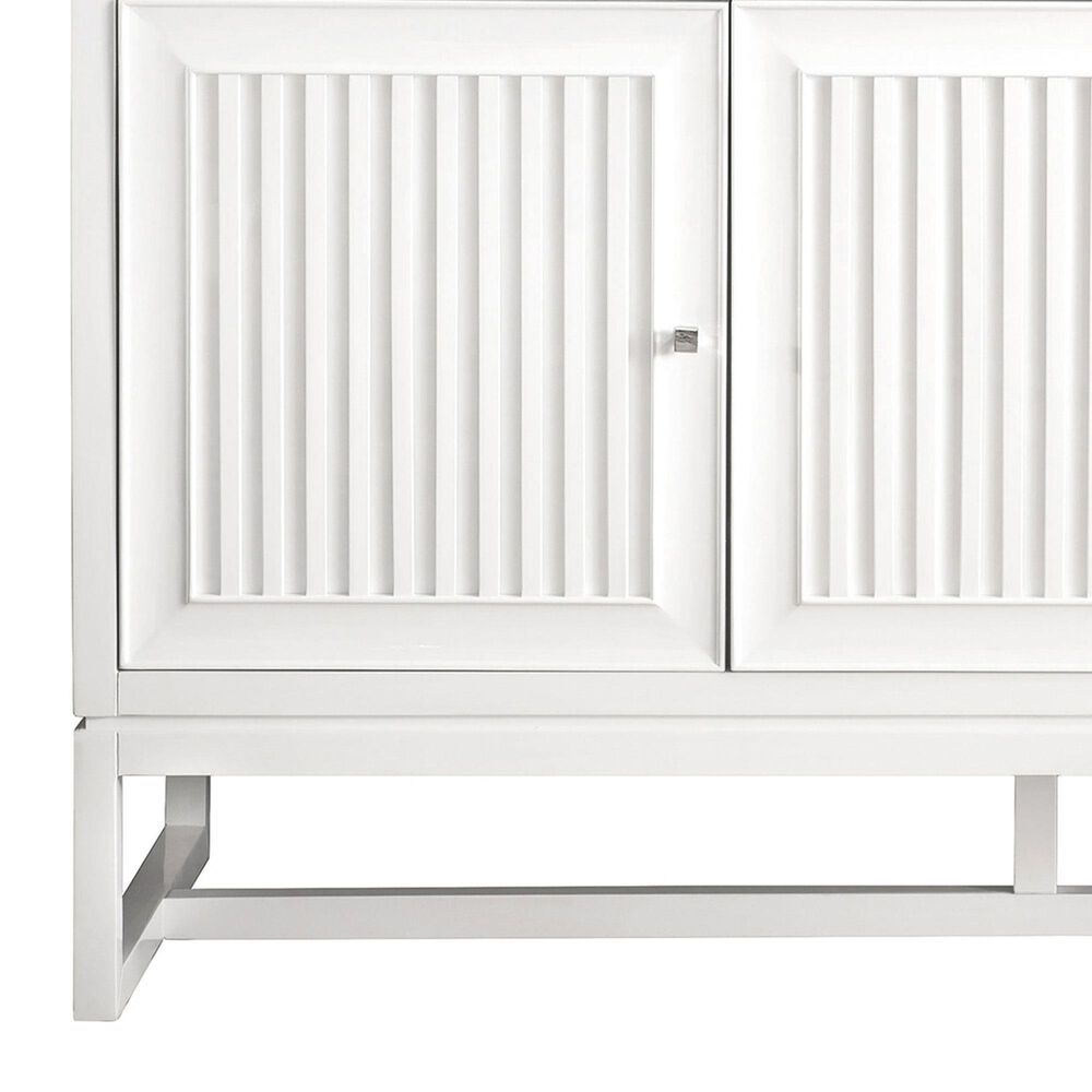 James Martin Vanities Athens 60&quot; Double Bathroom Vanity in Glossy White with 3 cm Ethereal Noctis Quartz Top and Rectangular Sinks, , large
