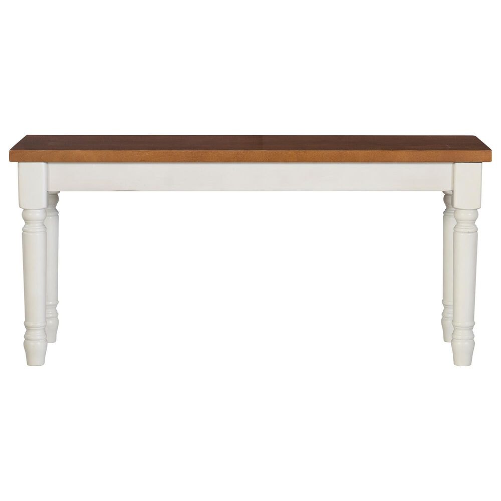 Linon Home Decor Willow Dining Bench in Honey Brown and Vanilla White, , large