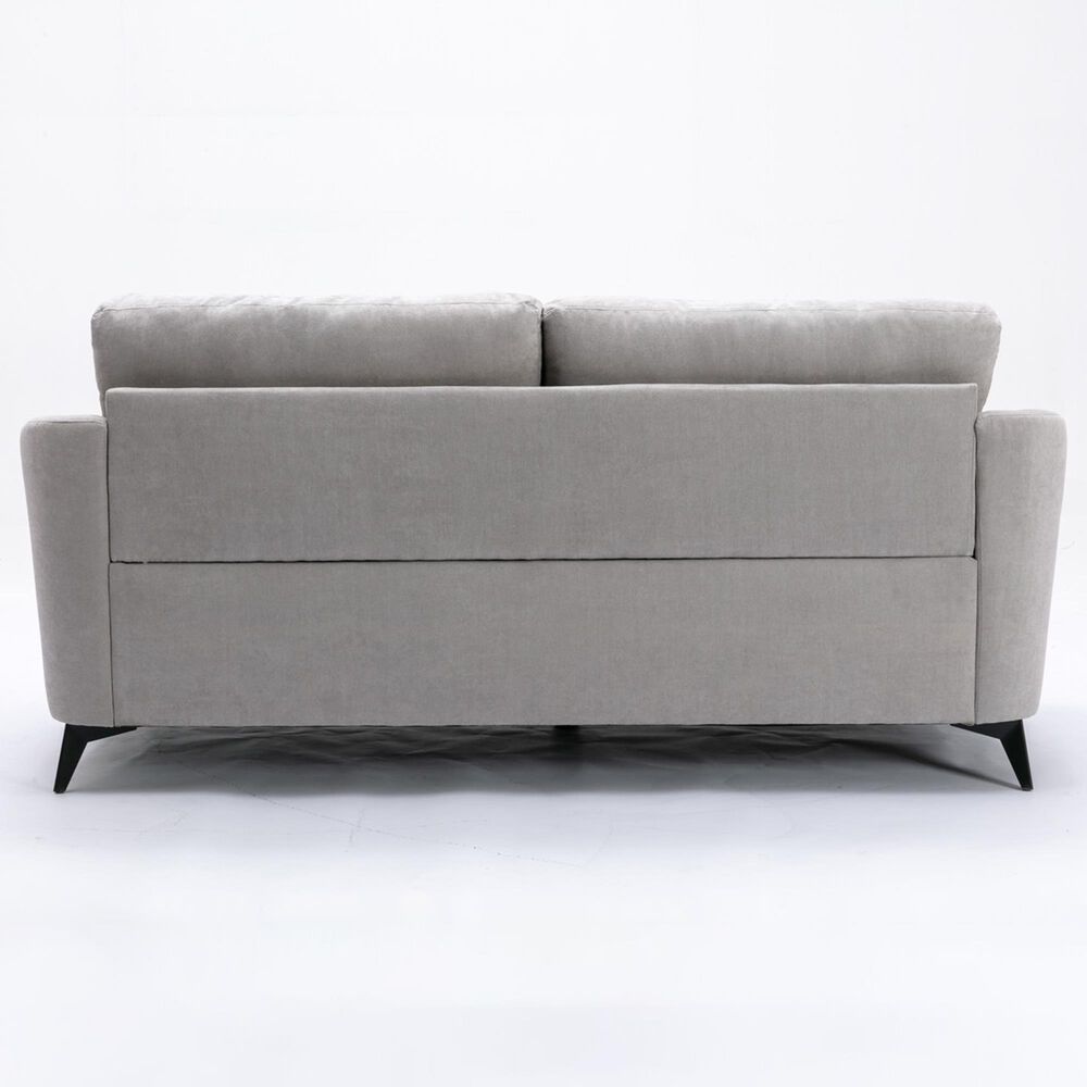 HOMLUX 79"W Woven Fabric Sofa with Tufted Cushions and Black Metal Legs in Light Gray, , large