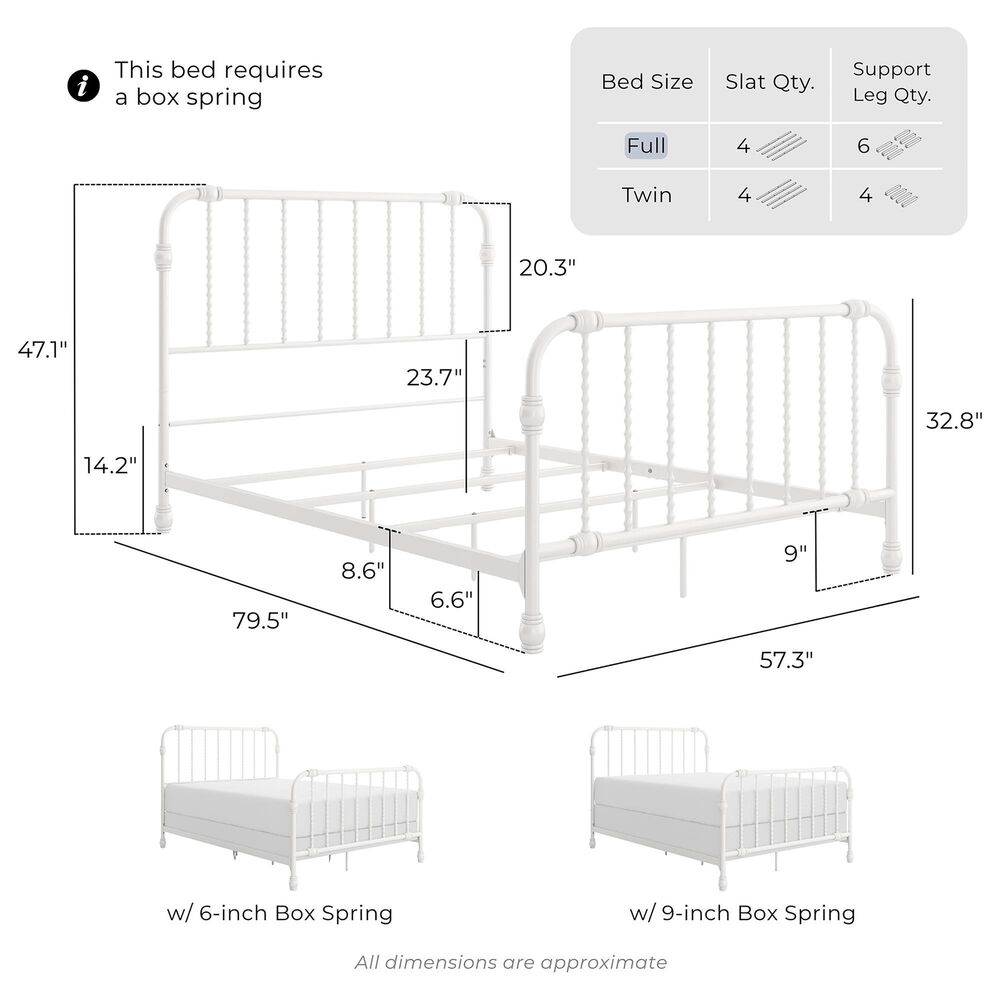 Furniture of America Wren Full Spindle Kids Bed in White, , large