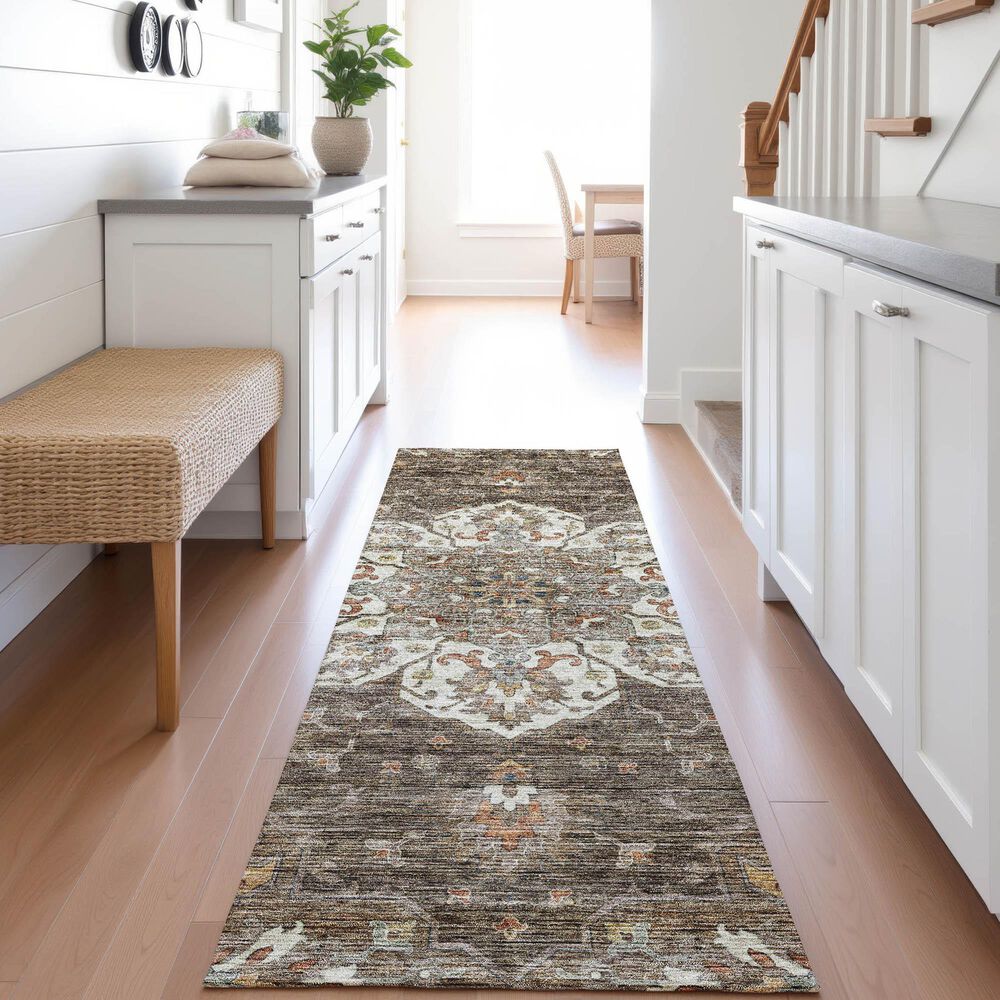 Dalyn Rug Company Silk Road Chocolate, Ivory, Gold, Copper, Gray and Taupe 2&#39;3&quot; x 7&#39;6&quot; Runner, , large