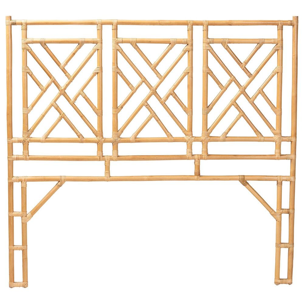 Baxton Studio Karavo Queen Standalone Headboard in Natural Rattan, , large