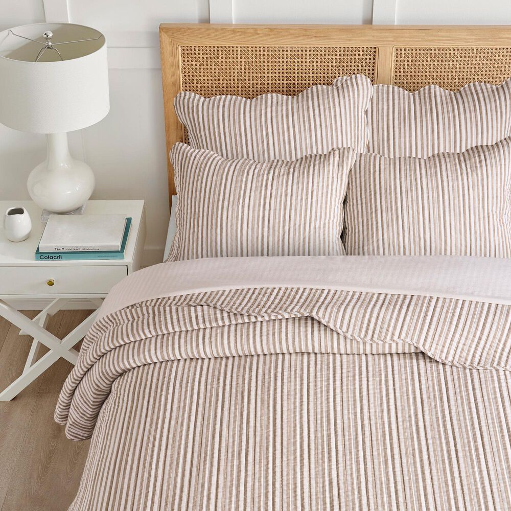 Levtex Martha 3-Piece King/Cal King Quilt Set in Taupe and White, , large