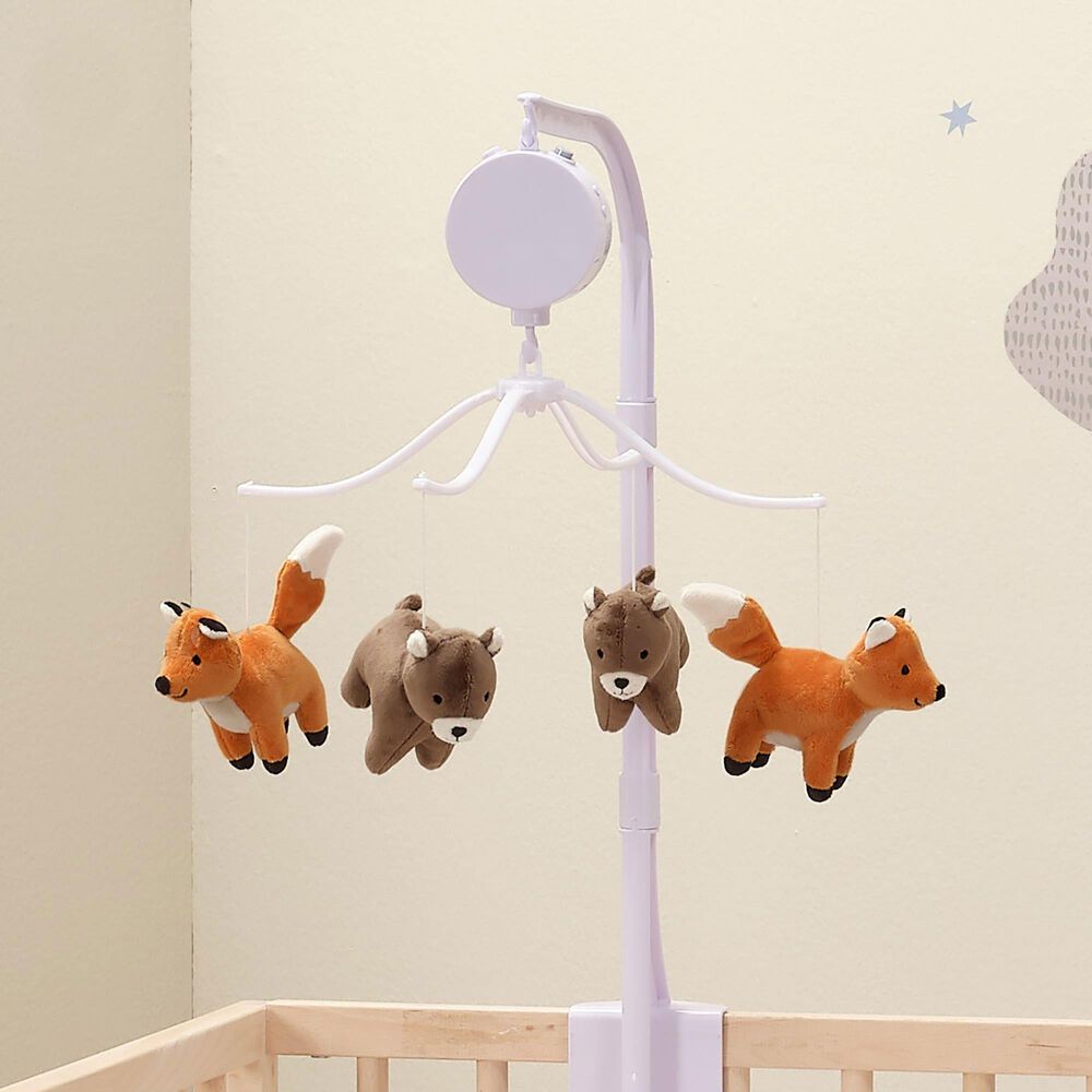 Lambs &amp; Ivy Sleepytime Bear Musical Baby Crib Mobile Soother Toy in Rust and Brown, , large