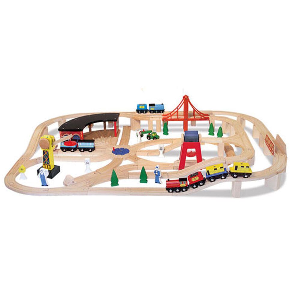 Melissa & Doug Deluxe Wooden Railway Train Play Set, , large