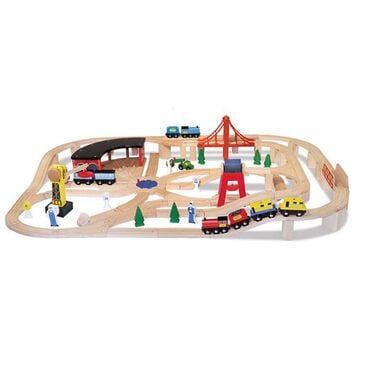 Melissa & Doug Deluxe Wooden Railway Train Play Set, , large