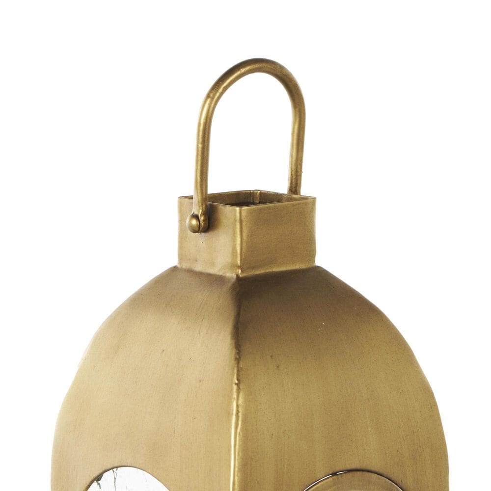 Maple and Jade 18&quot; Indoor/Outdoor Candle Lantern with Top Handle in Matte Gold and Clear, , large