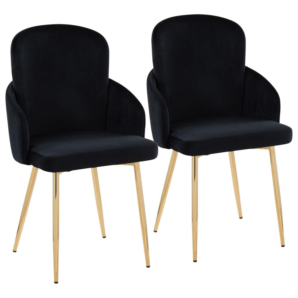 Lumisource Dahlia Dining Arm Chair with Black Velvet Cushion in Gold (Set of 2), , large