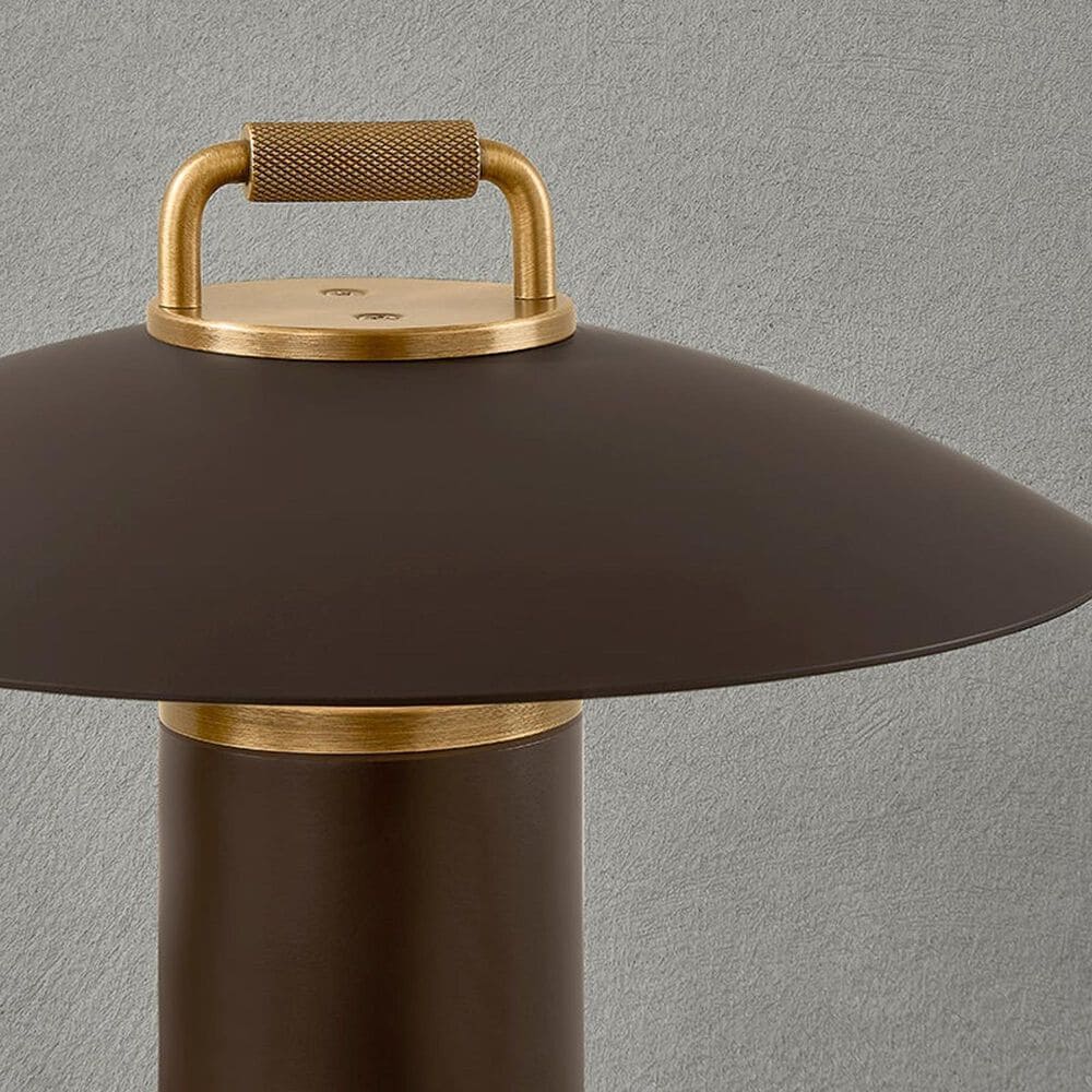 Troy Lighting Birk 1-Light Exterior Table Lamp in Bronze and Patina Brass, , large