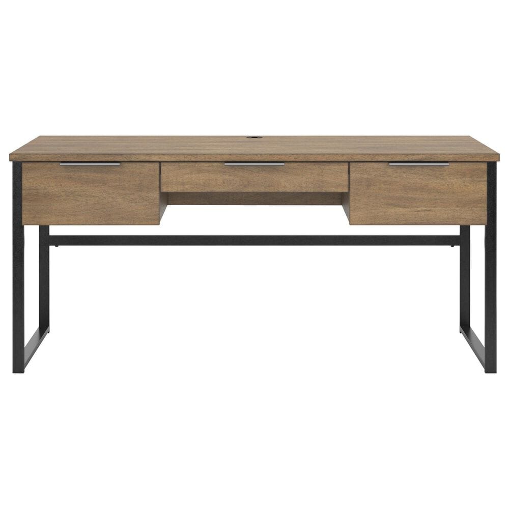 Ashley Montia 2-Piece Desk and Bookcase Set in Light Brown and Gunmetal Gray, , large