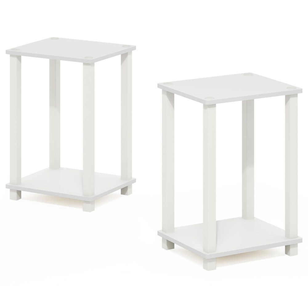 HOMLUX 2-Tier Small End Table in White (Set of 2), , large