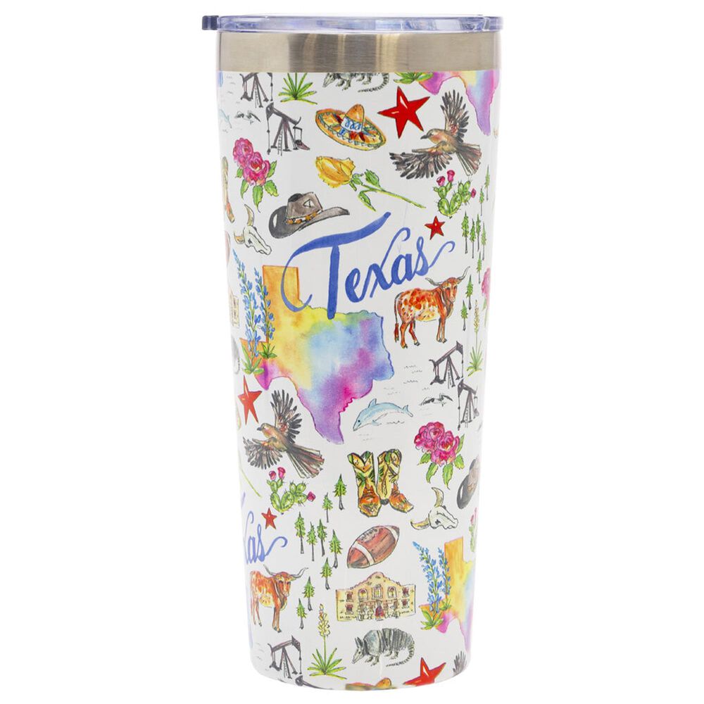 Boston International Texas State 22 Oz Tumbler in White, Blue, Yellow, Pink, Red and Green, , large
