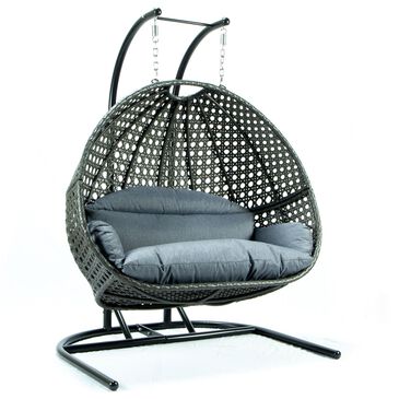 Leisuremod Patio Double Hanging Egg Swing Chair in Charcoal Blue, , large