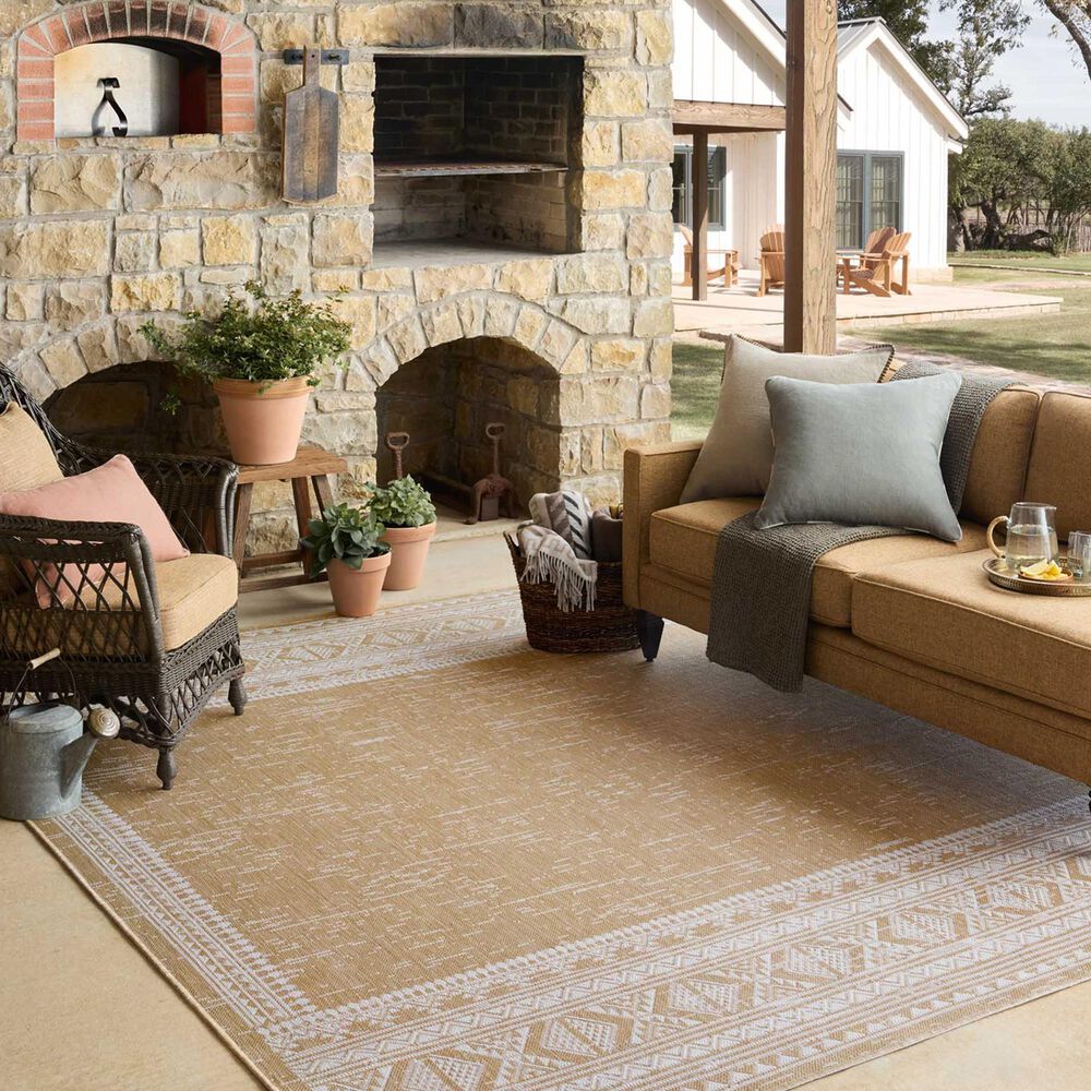 Loloi Easton Ivory and Wheat 4&#39; x 6&#39; Indoor/Outdoor Area Rug, , large