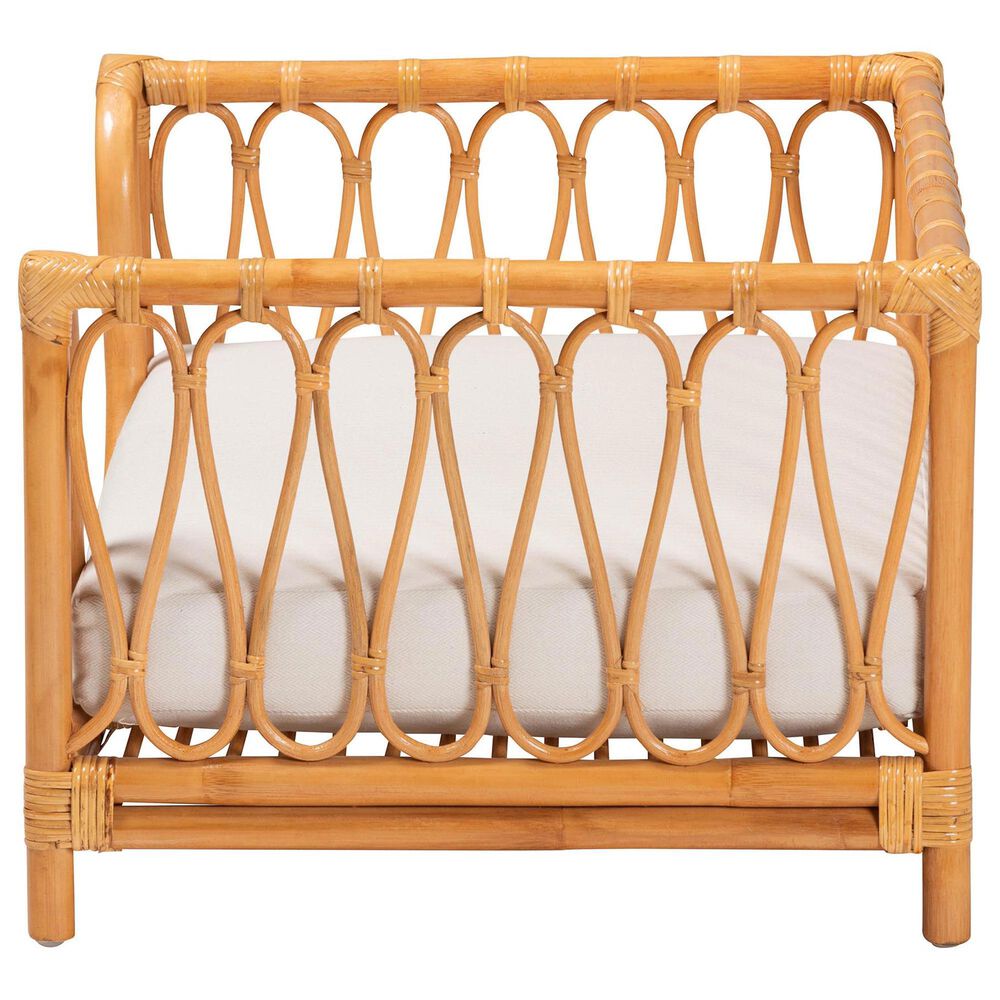 Baxton Studio Kierra Rattan Pet Bed with Removable Cushion in Honey, , large
