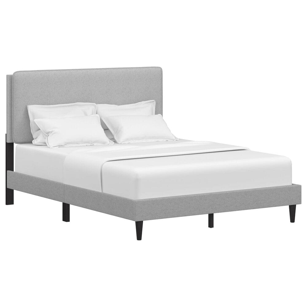 Richlands Furniture Emslie Queen Platform Bed with Light Gray Upholstery in Black, , large