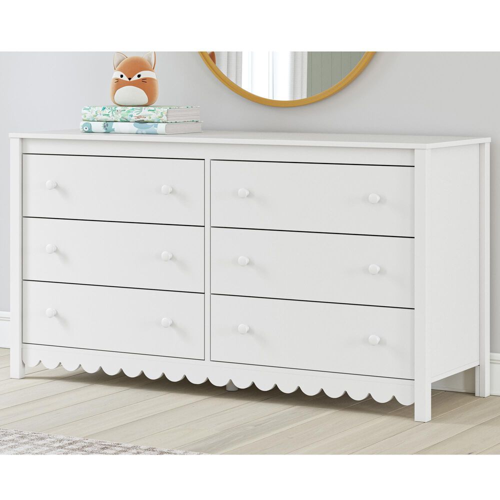 Ashley Hallityn 6-Drawer Dresser in Matte White, , large