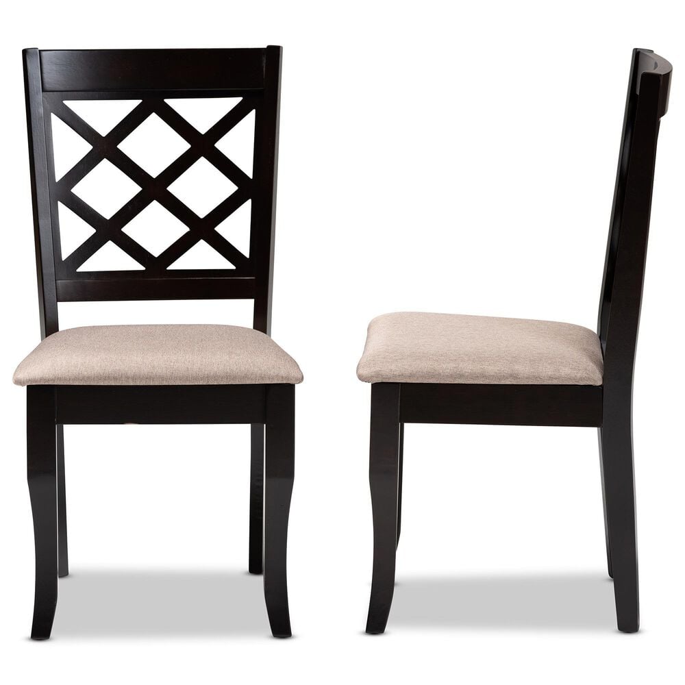 Baxton Studio Verner Side Chair with Sand Cushion in Dark Brown (Set of 2), , large