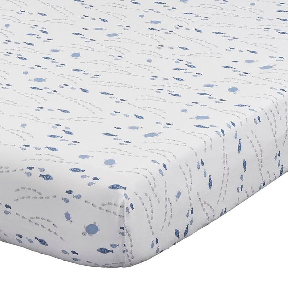 Oxford Baby Whale of a Time 3-Piece Baby Crib Nursery Bedding Set in White and Blue, , large