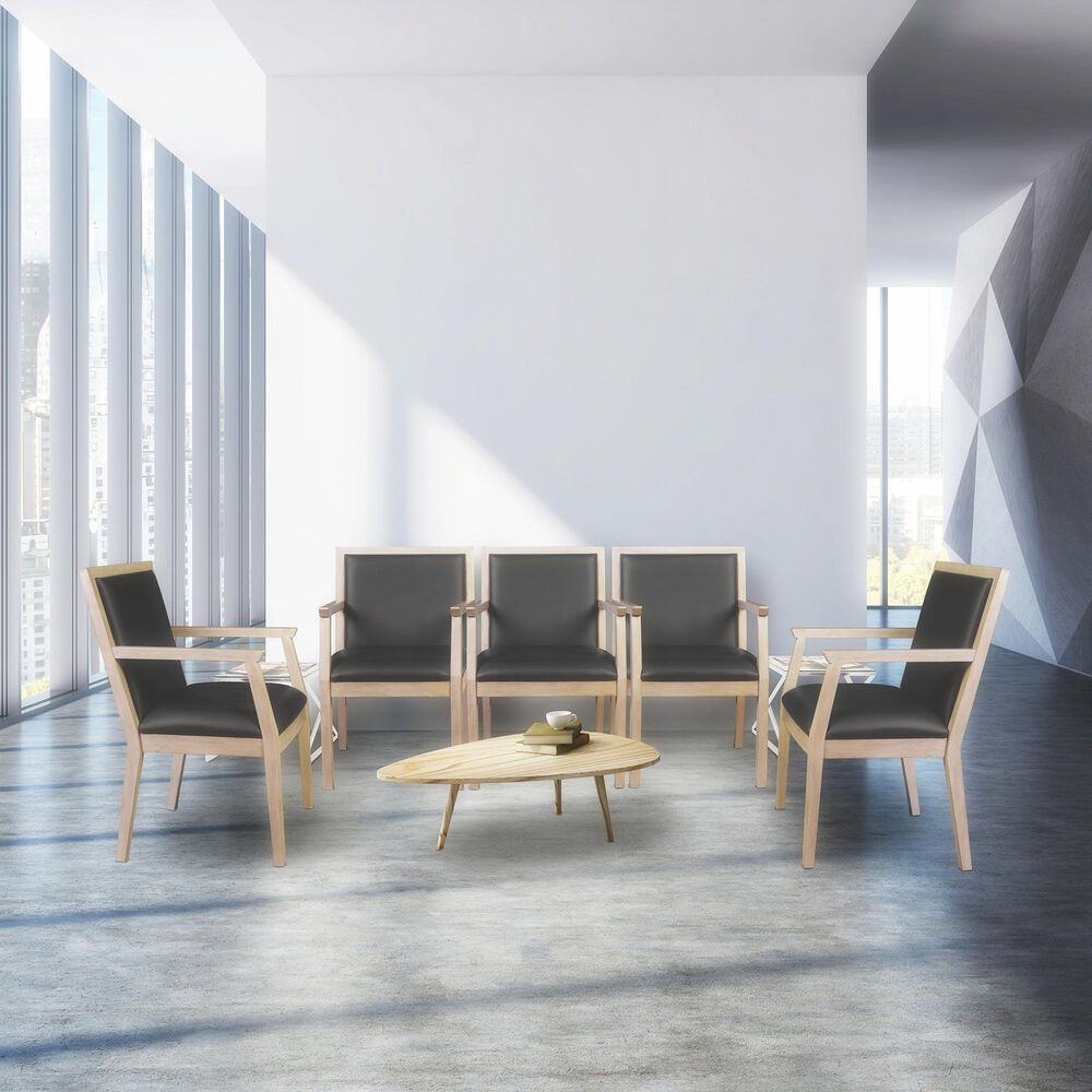 Regency Global Sourcing Regent WallGuard Guest and Reception Side Chair with Black Cushion in Noble Oak, , large