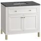 James Martin Vanities Chicago 36" Single Bathroom Vanity in Glossy White with 3 cm Parisien Bleu Quartz Top and Rectangular Sink, , large
