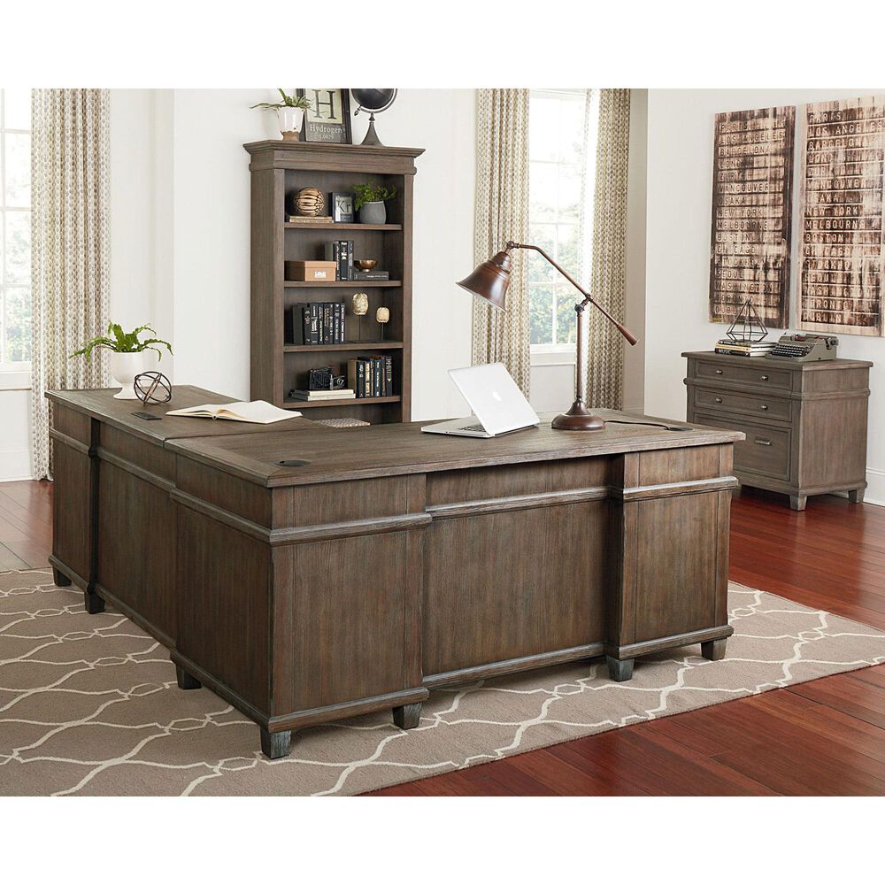 Wycliff Bay Carson Open Bookcase in Weathered Dove, , large
