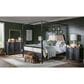 Legacy Classic Vintage Market Queen Canopy Bed in Barnwood Oak and Kettle Black, , large