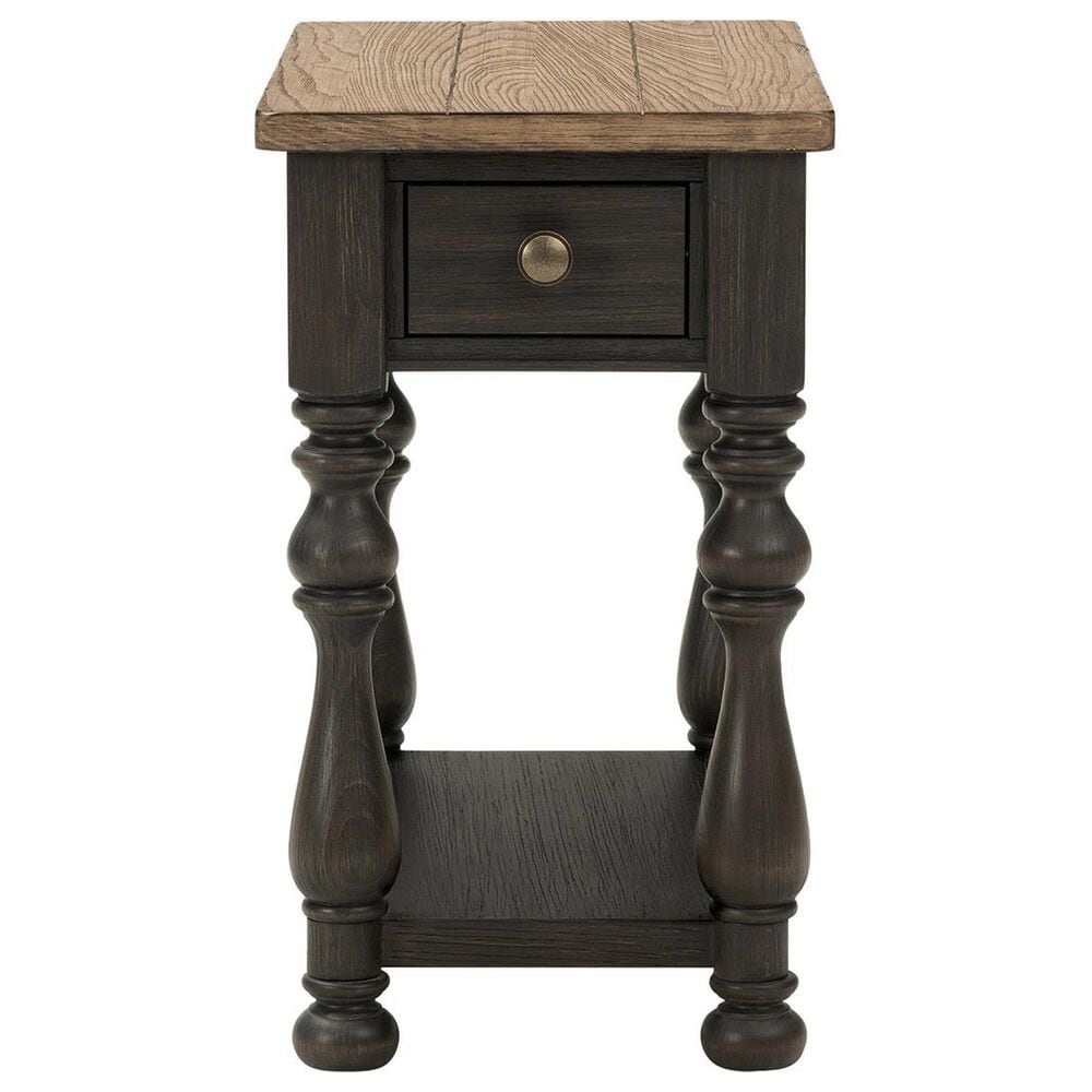 Riverside Furniture Barrington 1-Drawer Side Table in Antique Oak and Matte Black, , large