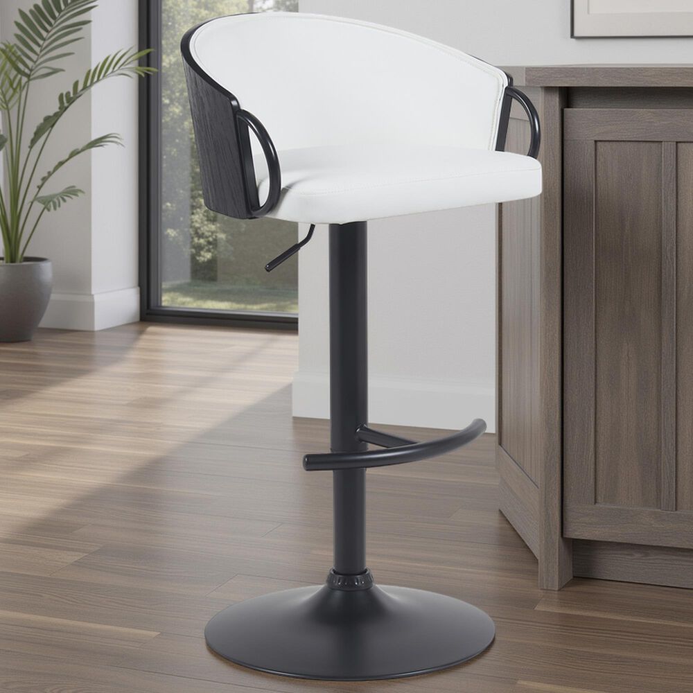 Armen Living Montego Adjustable Swivel Bar Height Stool in Black, , large