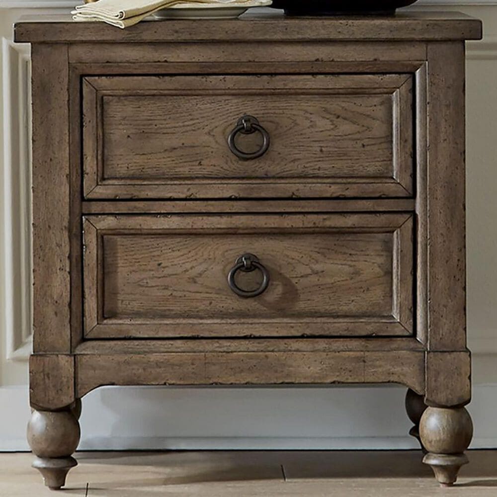 Belle Furnishings Americana Farmhouse 2 Drawer Nightstand in Dusty Taupe and Black, , large