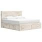 Ashley Lawroy King Panel Storage Bed in Light Natural, , large