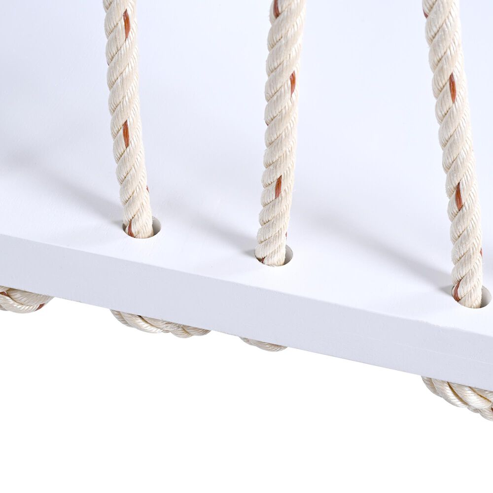 Hearth and Haven Topmax Outdoor Hanging Porch Swing Bench with Dark Gray Cushion in White, , large