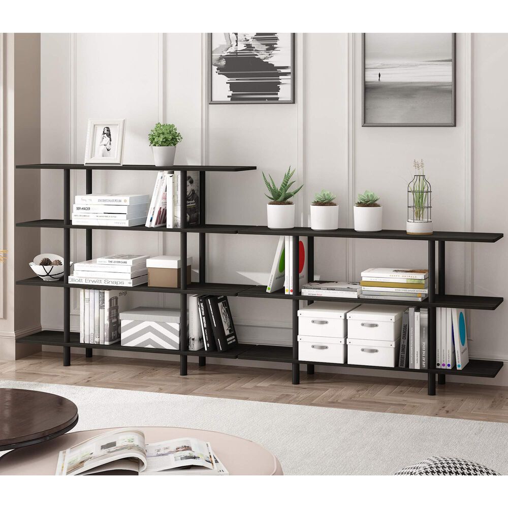 HOMLUX Turn-N-Tube 3-Tier Wide Display Shelf in Espresso and Black, , large