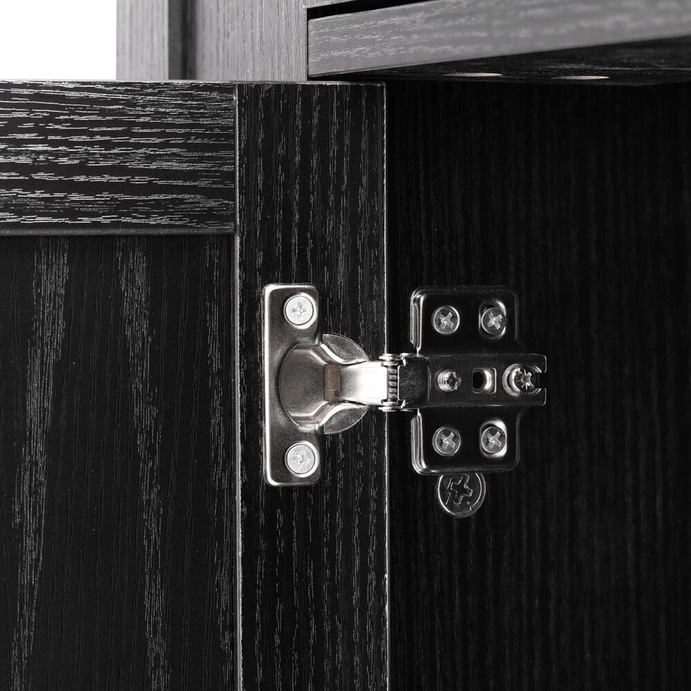 HOMLUX 53" Farmhouse Kitchen Island with Two Tempered Glass Cabinet Doors in Black, , large