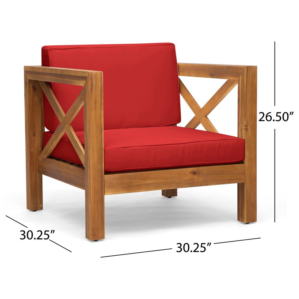 Hearth and Haven Brava Outdoor Club Chair with Cross-Back Design in Red, , large