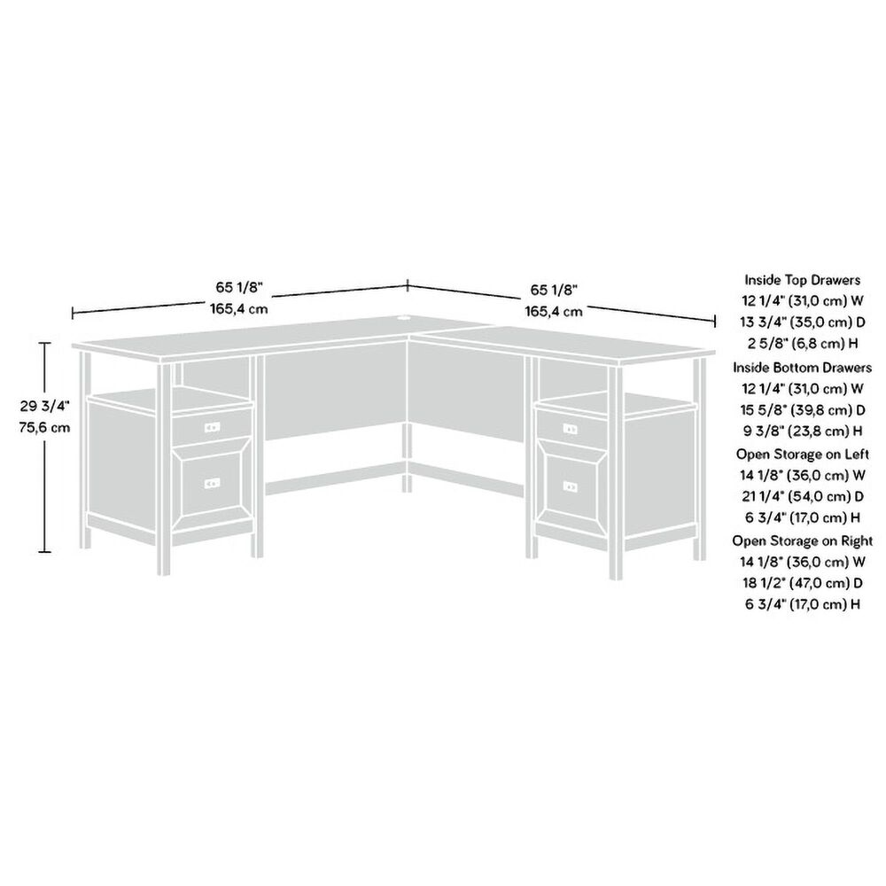 Sauder Cottage Road 2-Piece L-Shaped Desk with Hutch in White, , large