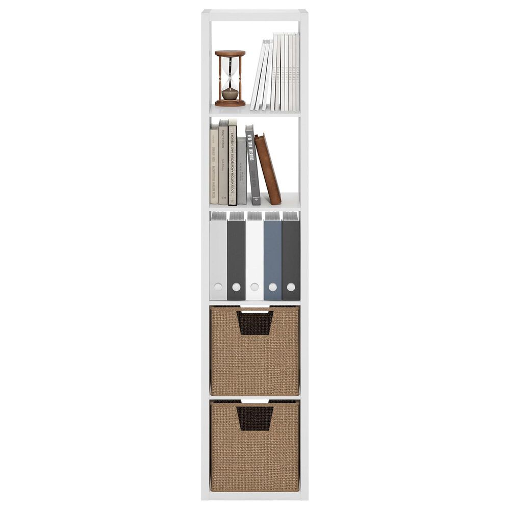 HOMLUX 5-Cube Reversible Open Back Bookshelf in White, , large